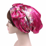 New Women Silk Satin Night Sleeping Cap Head Wrap Bowknot Turban Pre Tied Fitted Bandana Chemo Cap Nightcap Hair Loss Patients