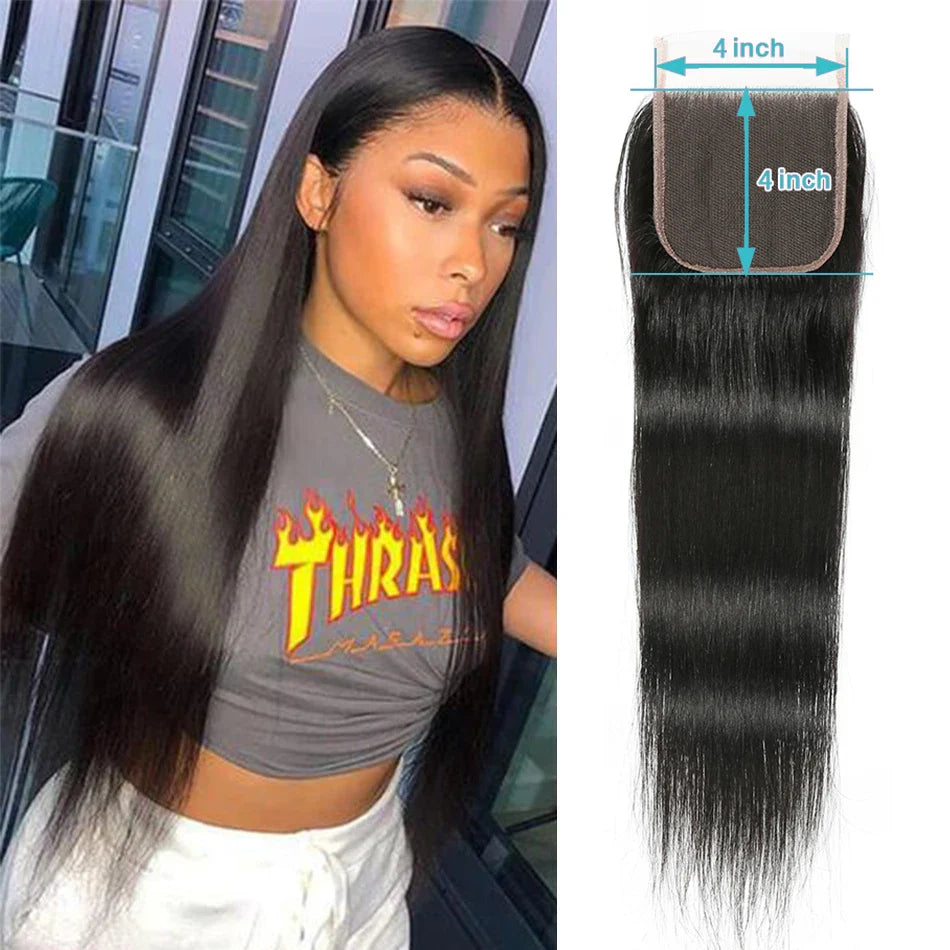 ShineFull hair Straight closure Indian hair 4x4 lace closure HD closure 5x5 Hair closure only Natural color 8''-22'' Baby hair