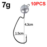 10Pcs Fishing Crank Hook 3.5g 5g 7g 10g Exposed Jig Head Fishing Tackle Barbed Fishhook Bass Saltwater Fishing Tackle 2021