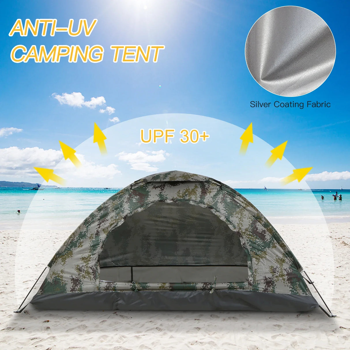 1 / 2 Person Ultralight Camping Tent Portable Tent Anti-UV Coating UPF 30+ for Outdoor Beach Fishing Travelling Backpacking Tent