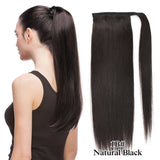 Real Beauty Straight Human Hair Magic Tie Ponytail 100% Remy Human Hair Wrap Around Ponytails Extension for Black Women