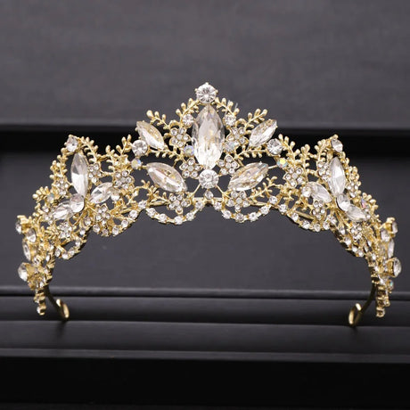 Wedding Crown Gold Silver Color Rhinestone Crystal Diadem Queen Crown Princess Tiaras Bridal Hair Jewelry Party Hair Accessories