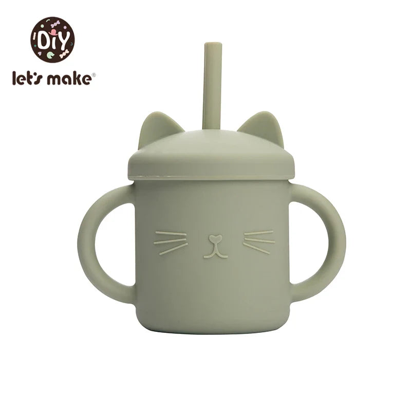 Let's Make Baby Feeding Straw Cup Baby Learning Feeding Bottles Anti-Hot Leakproof Safe Silicone Tableware Toddler Water Bottle