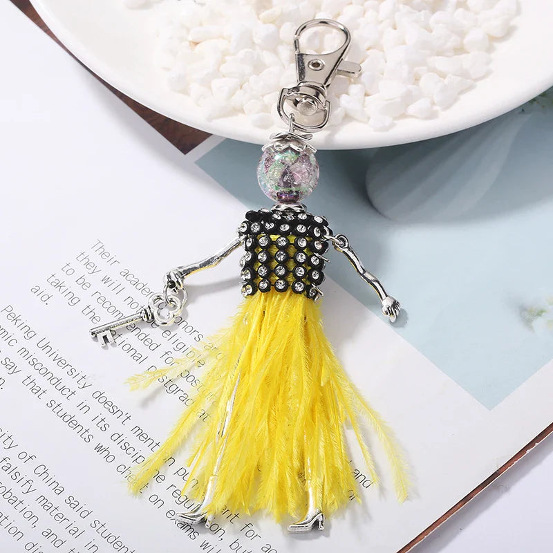 YLWHJJ brand Doll Handmade Cute charm keychain for Women Car Pendant Girls fashion Jewelry Bag key chains Accessories key ring