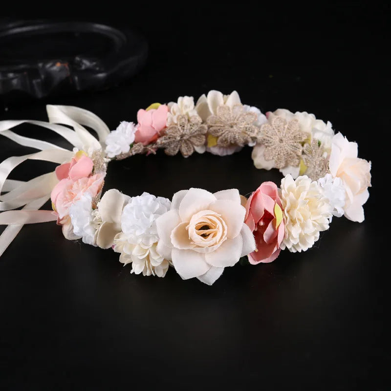 Boho Style Flower Headbands for Women Girls Floral Garland Wreath Tiaras Wedding Crown Hair Accessories Headpieces Jewelry Gifts