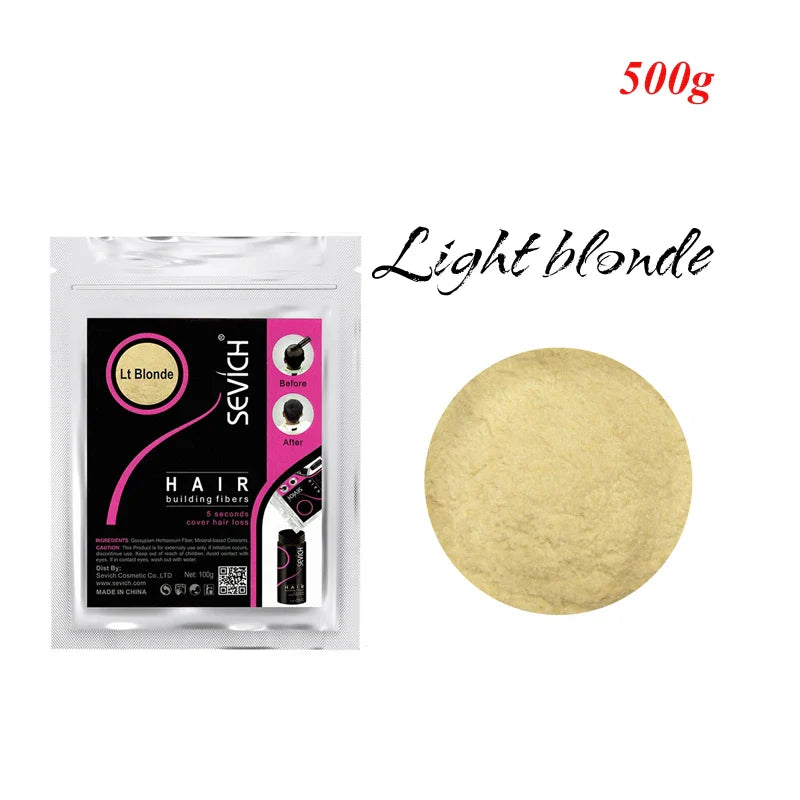 Sevich 10 Color Hair Building Fiber Instant Thickening Hair 500g Keratin Powders Fibers Hair Regrowth Fiber Refill Bags