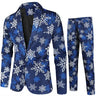 Red Printed Two-piece Men's Christmas Suit (Jacket + Pants) Stylish Male Blazer Coat with Trousers Black Green Blue S-4XL