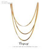 Yhpup Stainless Steel Snake Chain Stacked Necklaces Jewelry High Quality 18 K Metal Geometric Choker Necklace Anniversary Gift