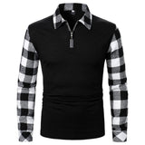 Men Polo Shirt Men Long Sleeve Top Plaid Matching Polo Shirt New Business Wear Clothing Casual Fashion Men Tops