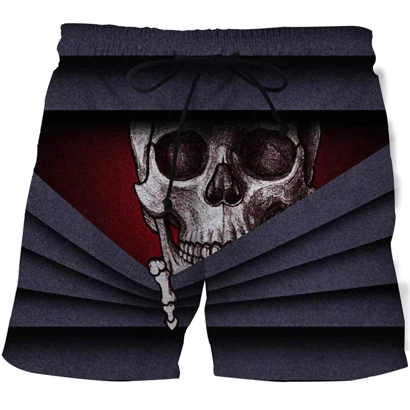 Hot Sale Skull Horror 3D Printe Beach Short Men's Shorts Anime Pants Quick-drying Street Clothing Black Short Casual short homme
