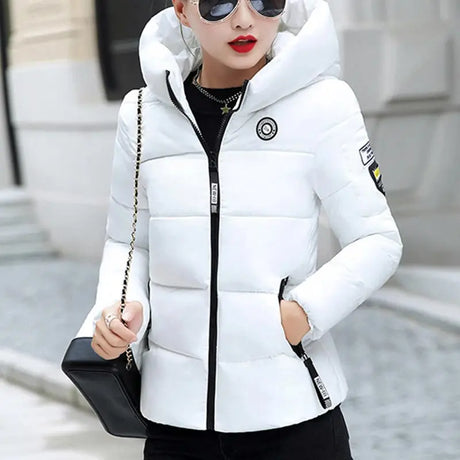 Women Winter Parkas Hooded Thick Warm Short Coat Elegant Slim Cotton Padded Jacket Korean Casual Outwear Female Clothes Street