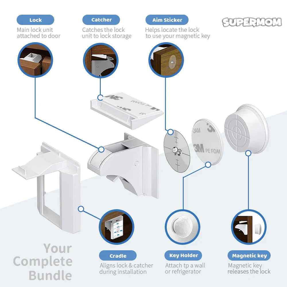Magnetic Child Lock Protection From Children Baby Safety Cabinet Drawer Door Lock Invisible Lock Kids Security 8+2 With 1 Cradle