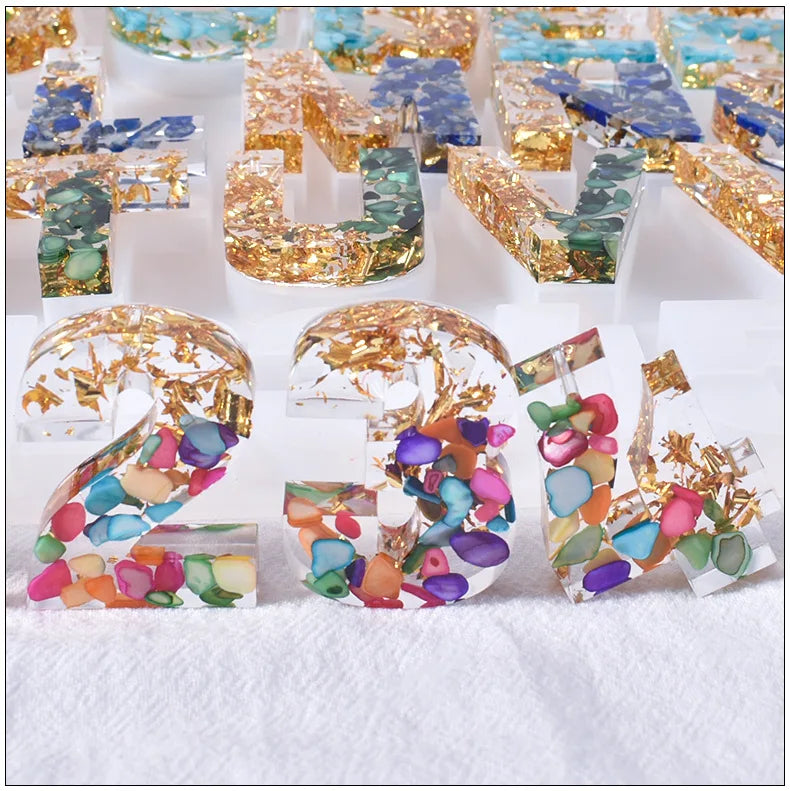 With Holes Alphabet & Number Resin Mould Letter A To Z Diy Necklace Pendant Silicone Molds for Uv Epoxy Resin Keychain