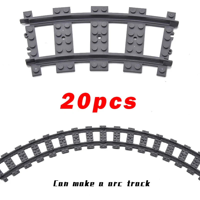 MOC Railway Track For Train Tracks Straight Curved Soft Rails Track Building Block Bricks DIY Trains Rail Boys Toys For Children