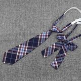 Hand-Made Necktie Bowtie Set High Quality Boy Girl School Suit Shirts Student Butterfly Striped Plaid 100%Cotton Accessory Trend