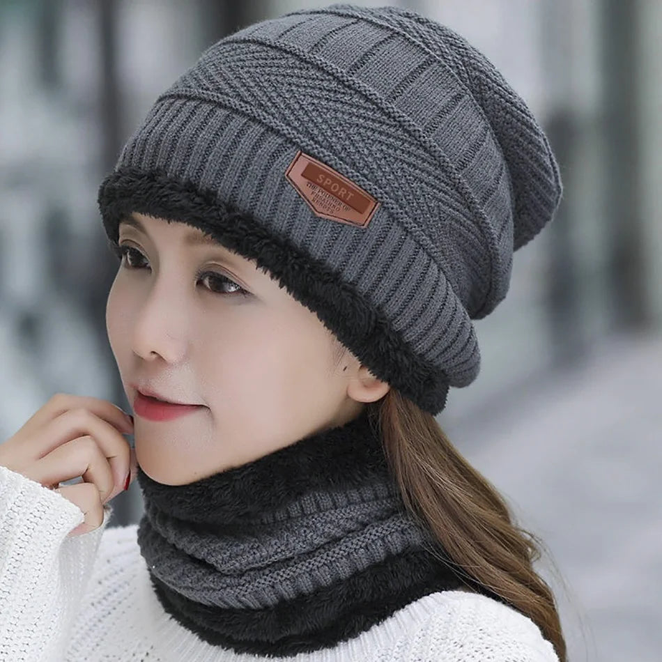 2020 Winter Beanie Hats for Men Women with Thick Fleece Lined Scarf Set Warm Knit Hat Skull Cap Neck Warmer Winter Hat and Scarf