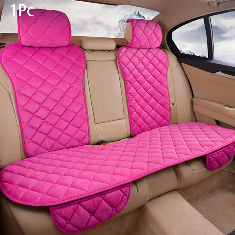 SEAMETAL Pink Car Seat Cover for Women Soft Plush Vehicle Seat Cushion Protector Chair Pad for Lady Universal for Four Seasons