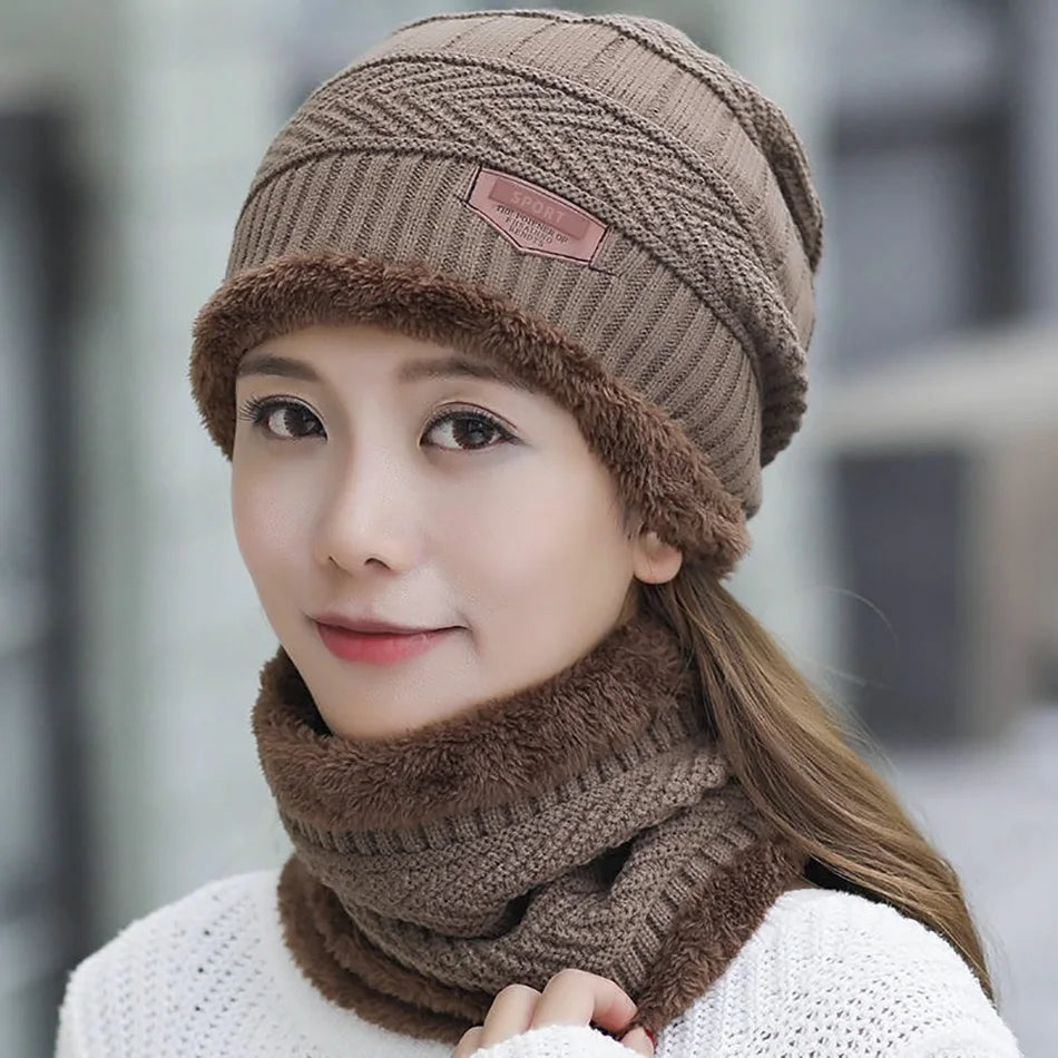 2020 Winter Beanie Hats for Men Women with Thick Fleece Lined Scarf Set Warm Knit Hat Skull Cap Neck Warmer Winter Hat and Scarf