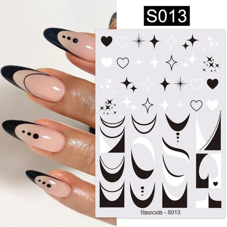 3D Silver Frame Nail Sticker Silver Bronzing Stripe Lines Sliders For Nails Tribal Pattern Decals Marble Blooming Nail Tattoos