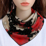 Korean Floral Print Button Bib Protect Cervical Spine Triangle Headkerchief Summer Woman Fake Collar Neck Guard Silk Scarf T76