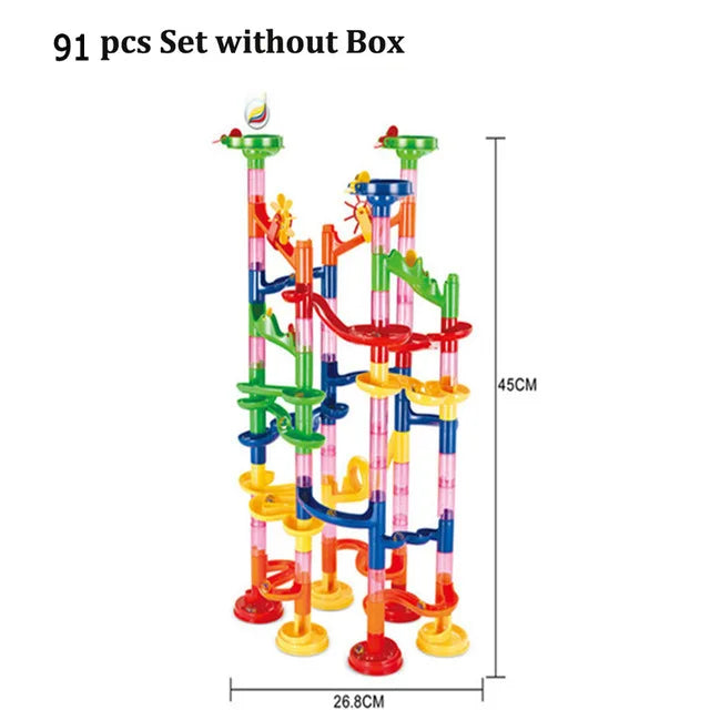 DIY Construction Marble Run Race Track Building Blocks Kids 3D Maze Ball Roll Toys Children Christmas Gift 45/93/113/142pcs Set