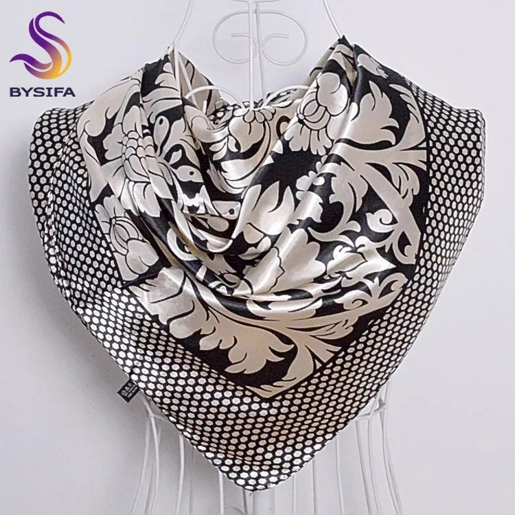 Spring And Autumn Female Satin Scarf,Big Square Scarves Hijabs Printed,Women Scarf,Purple Polyester Silk Scarf Shawl 90*90cm