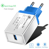 QC 3.0 USB Charger Quick charge 3.0 for iphone Samsung Xiaomi Huawei EU Adapter Charging Mobile Phone Charger Micro USB C Cable