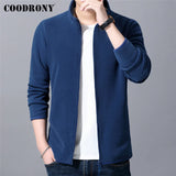 COODRONY Autumn Winter Zipper Cardigan Men Clothing Classic Casual Pure Color Hoodies Sweatshirt Top Soft Warm Coat Pocket C4015