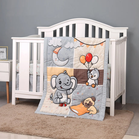 4 pcs Baby Crib Bedding Set for Girls and boys hot sale including quilt, crib sheet, crib skirt,pillow case