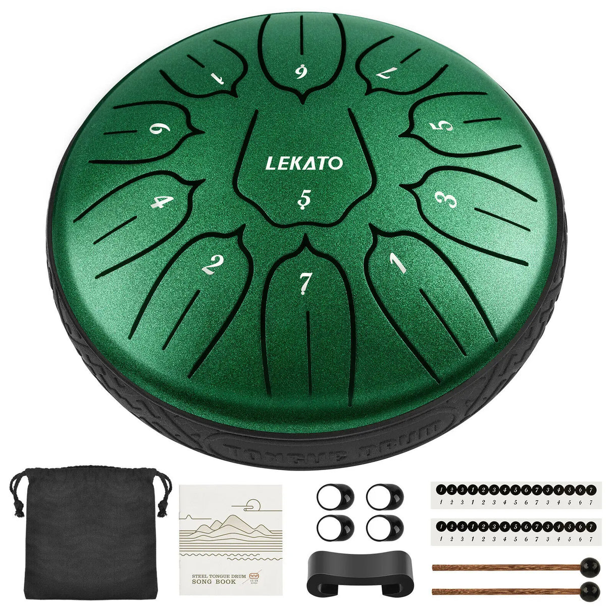 LEKATO 6'' Tongue Drum 11 Notes D Tune Handpan Percussion Musical Instrument Accessories Drum Pad Tank Sticks Carrying Bag