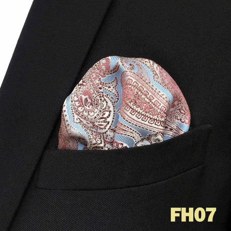 Blue Floral Paisley Mens Pocket Square Classic Silk Purple Hanky Business Fashion Handkerchief Wedding