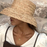 Fashion Women Wide Brim Raffia Hat Women Vacation Beach Hats Flat Top Straw Hat Summer Sun Hat Ladies UV Bucket Hat Wholesale