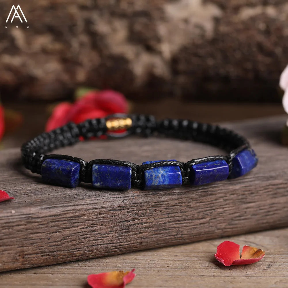 Natural Black Tourmaline Nugget Beads Knotted Handmade Woven Bracelet Women Stone Beads Braid Bracelet Adjustable N0456AMI