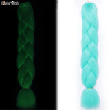 24 Inches 100g Glowing Synthetic Jumbo Braids Fluorescent Green Shinning Hair In The Darkness Crochet Braiding Hair Extensions