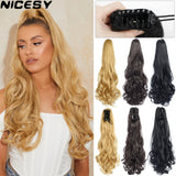 Synthetic Long Wavy Claw Clip On Ponytail Drawstring Hairpiece Wave Curly Black Brown Blonde Ombre Fake Hair for Women