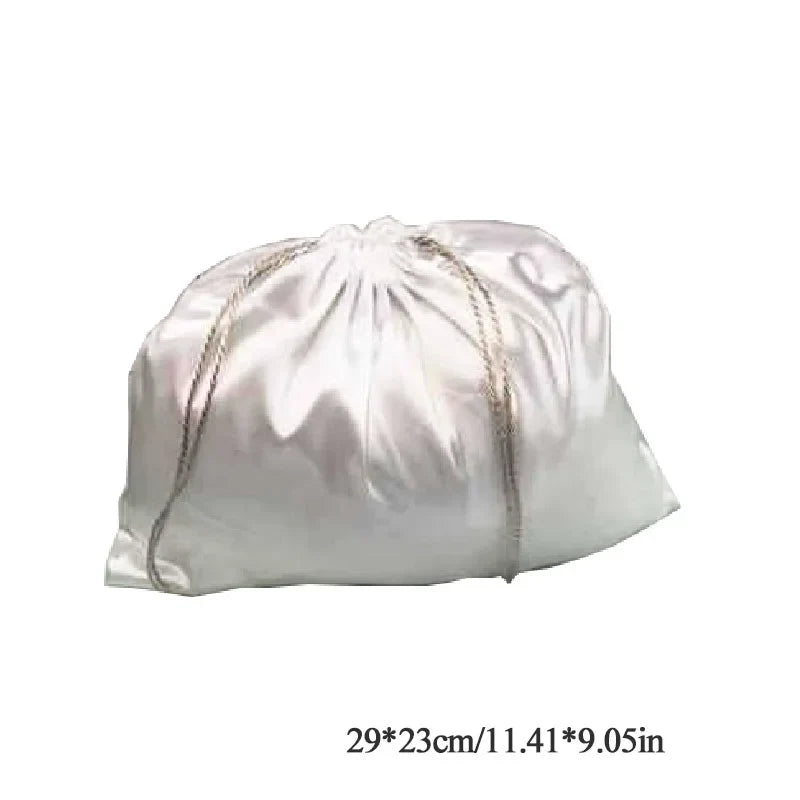 Large Silk Satin Hair Bag Drawstring Bag Wigs Makeup Jewelry Wedding Party Favors Storage Dust Proof Packaging Reusable Bags