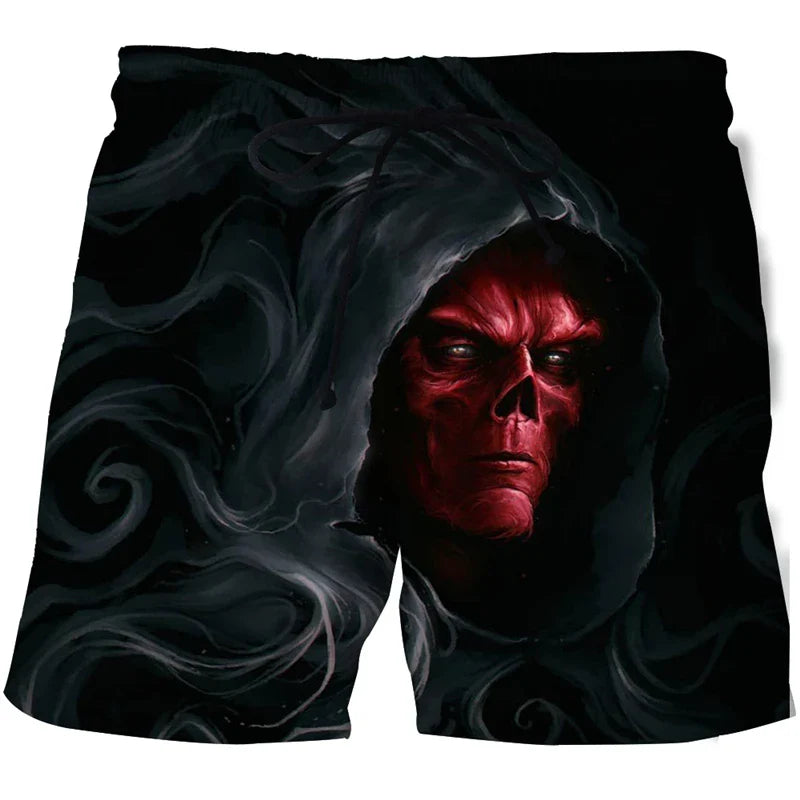 Hot Sale Skull Horror 3D Printe Beach Short Men's Shorts Anime Pants Quick-drying Street Clothing Black Short Casual short homme