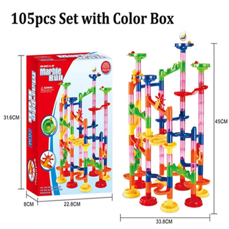 DIY Construction Marble Run Race Track Building Blocks Kids 3D Maze Ball Roll Toys Children Christmas Gift 45/93/113/142pcs Set