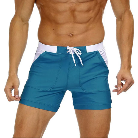 MAGCOMSEN Men's Swimwear Shorts Summer Quick Dry Swimming Trunks Surf Board Shorts Boxer Briefs Swimsuit Beach Sunbathing Shorts