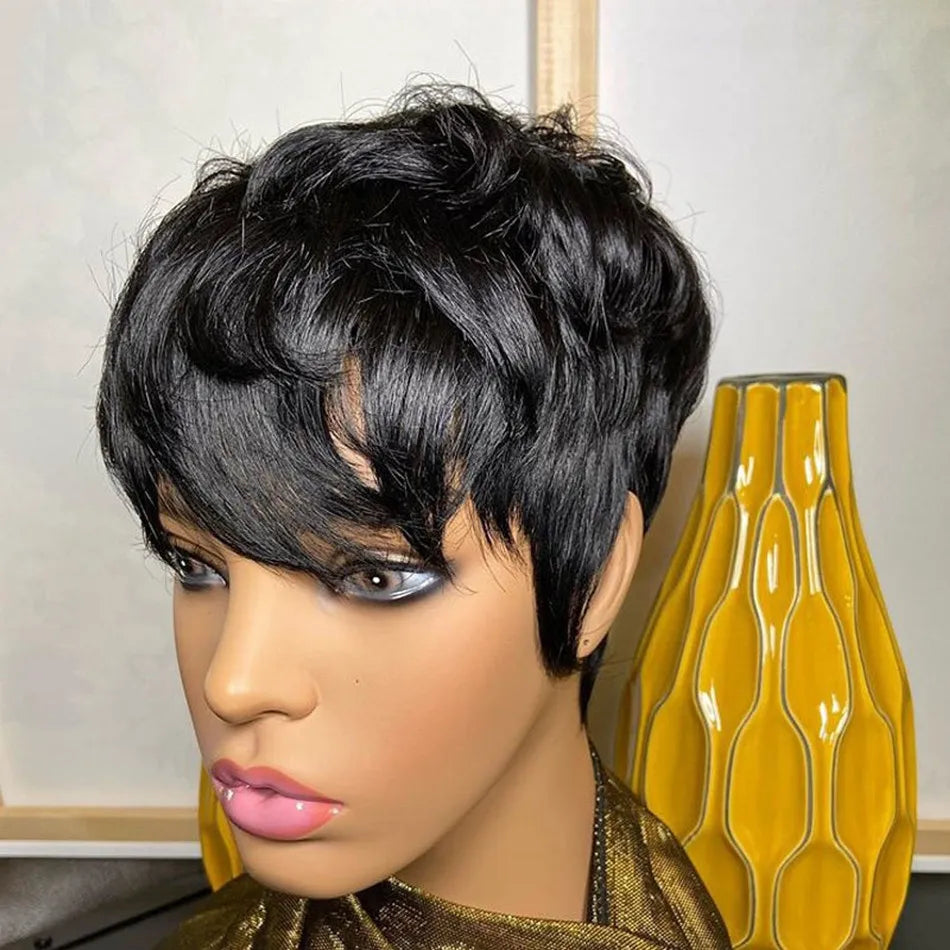 Pixie Cut Wig Full Machine Made perruque cheveux humain Glueless Short Bob парики женские Cheap Glueless Brazilian Remy Hair