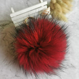 Big Size 15cm Real Fox Fur Ball Keychain Natural Raccon Fur Tassels Leather Strap Key Chain Ring Pendant For Women Charm f278