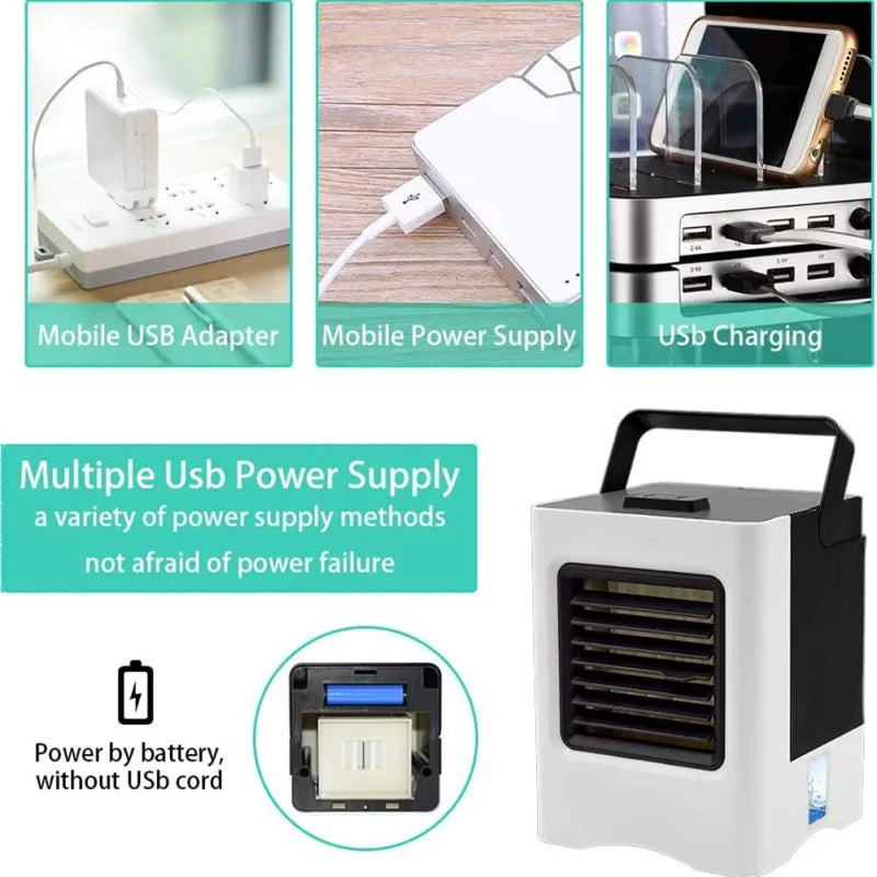 Automobiles 4 In 1 Air Conditioner Fan Personal USB Air Cooler Humidifier With LED Lights Recharge Car Electrical Appliances #2