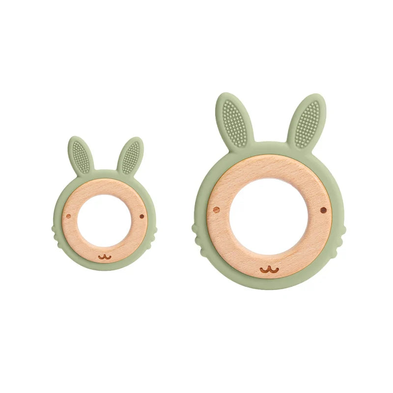 Bite Bites 2pcs/1set Baby Teeth Silicone Cartoon Rabbit Beech Ring Teeth DIY Teething Toys For Teeth Baby Oral Care Accessories