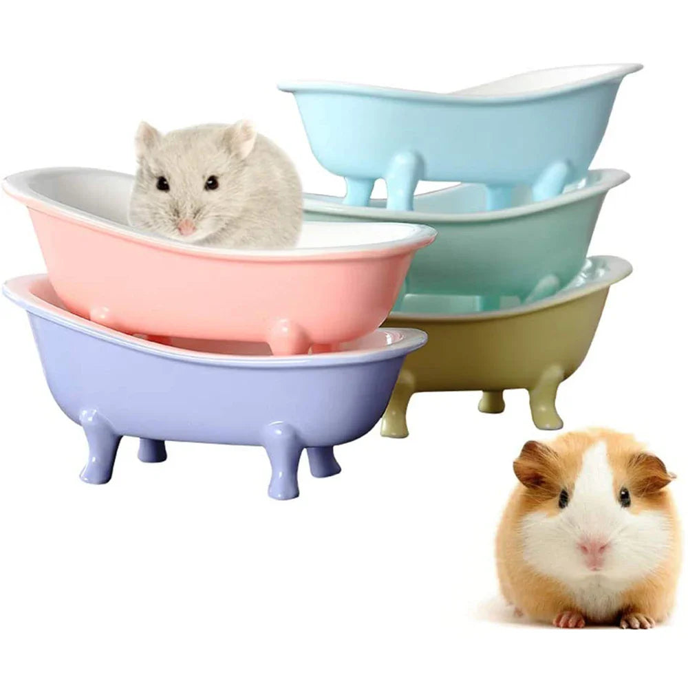 Small Animal Hamster Bed Ice Bathtub Accessories Cage Toys Ceramic Relax Habitat House Sleep Pad Nest for Hamster Food Bowl