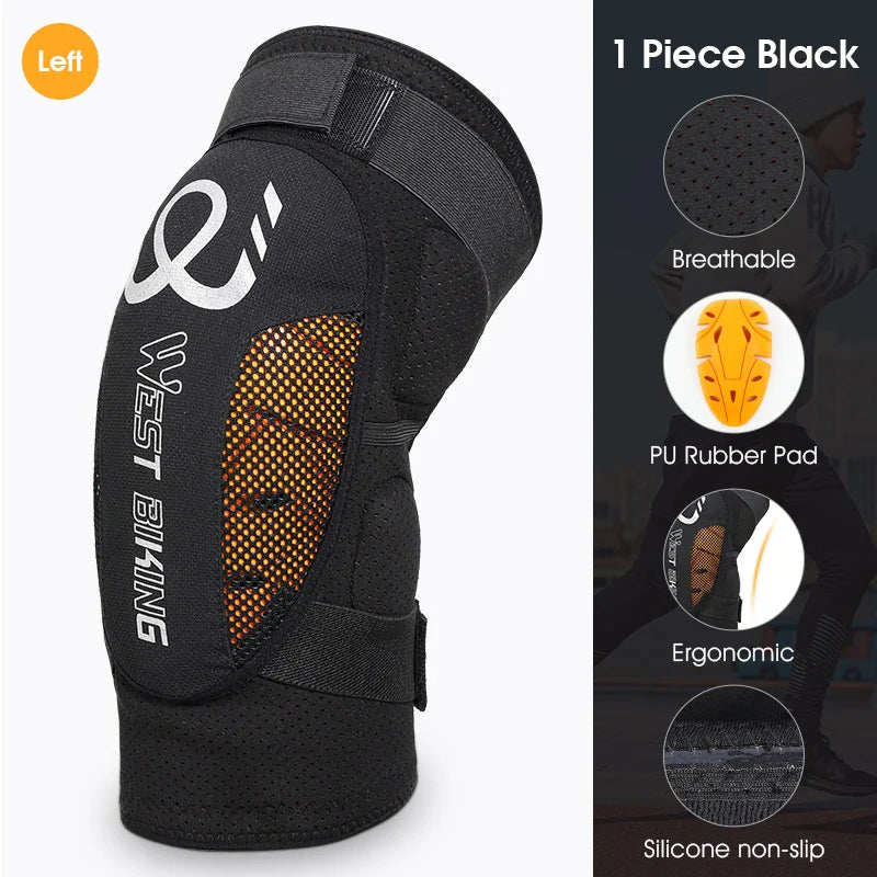 WEST BIKING Knee Pads Cycling Protector With PU Rubber Pad Physical Filling Running Basketball Sports Safety Knee Tendon Support