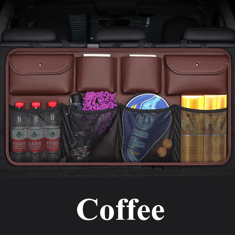 Car Rear Seat Back Storage Bag Multi Hanging Nets Pocket Trunk Organizer Auto Stowing Tidying Interior Accessories Supplies