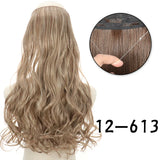 Hair Extensions No Clips Synthetic Fake Hair Ombre Pink Blonde Brown Black Natural Wavy Curly False Hair Piece For Woman