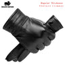 BISON DENIM Men Sheepskin Gloves Genuine Leather Thermal Warm Touchscreen Mittens Winter Ultralight Windproof Gloves For Driving