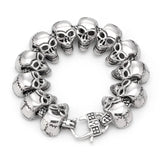 European And American Punk Style Titanium Steel 12 Skulls Super Domineering Men&#39;s Stainless Steel Bracelet Jewelry