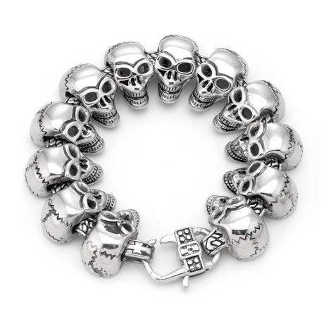 European And American Punk Style Titanium Steel 12 Skulls Super Domineering Men&#39;s Stainless Steel Bracelet Jewelry